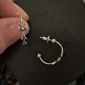 Chrome hearts Sterling Silver Cross Hoop Earrings - Silver